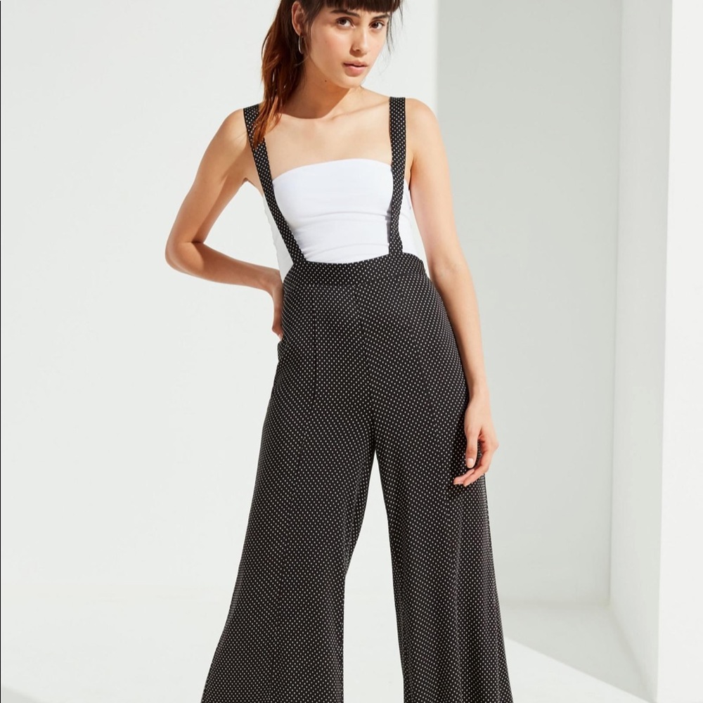Urban outfitter polka dot wide leg suspender pants
